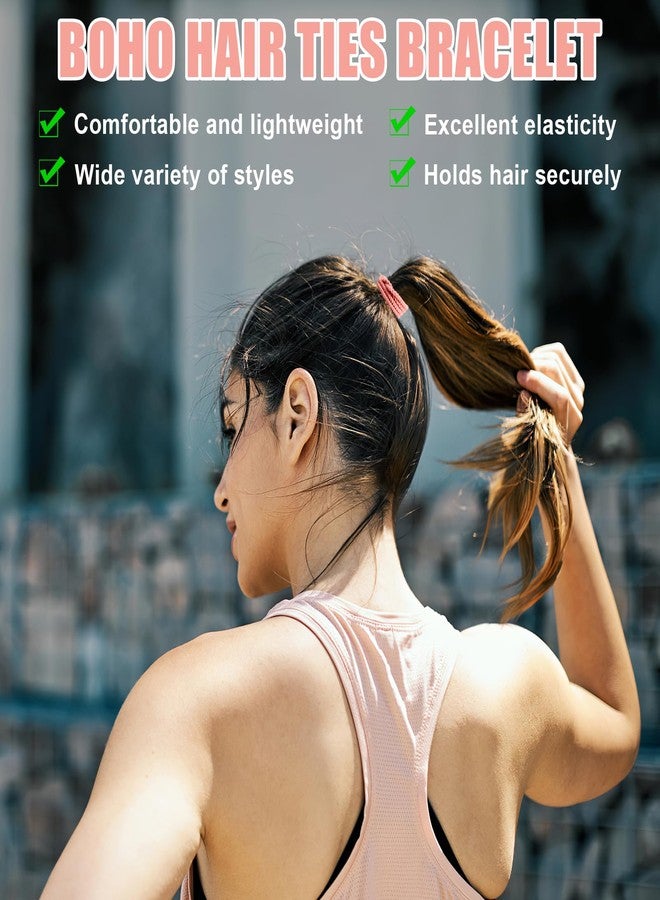 Draupnir 60 Pcs Boho Hair Ties, 4 Styles Elastic Hair Tie Bracelets for Women Hair Tie Bracelets Ponytail Holders for Girls with Thick and Thin Hair - Image 4